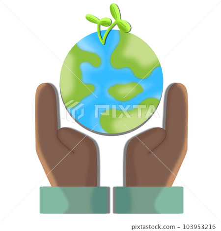 Cute 3D globe and little tree 103953216