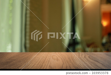 Empty wood table top and blur of out door garden background Empty wooden table space for text marketing promotion. blank wood table copy space for background Empty wood table top and blur of out door garden background Empty wooden table space for text marketing promotion. blank wood table copy space for background 103953378
