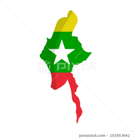 Myanmar map icon with Myanmar flag design. vector. 103953642