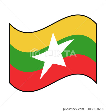 Icon of the Myanmar flag waving in the wind. vector. 103953648