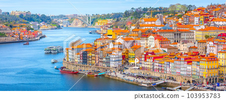 Porto, Portugal old town view with Douro river Porto, Portugal old town view with Douro river 103953783