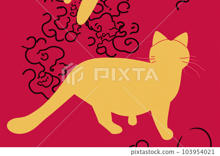 Cat. Illustration. Portrait of a cat. Meow Meow. Cute cat. Cat 2D illustration, cartoon kitten icon. Cute animal cats, cat lovers, June 4 International Cat Hugging Day, March 22 Japan Cat Day. 103954021