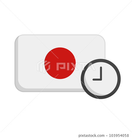 Japan time icon. Japan flag and clock. vector. Japan time icon. Japan flag and clock. vector. 103954058