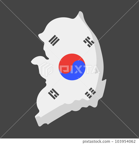 韓國地圖圖標與韓國國旗設計。向量。 103954062