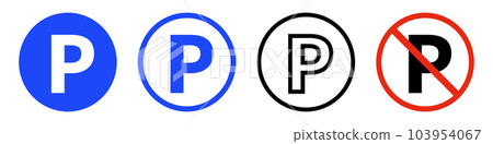 Parking sign icon set. Parking areas and no parking areas. vector. Parking sign icon set. Parking areas and no parking areas. vector. 103954067