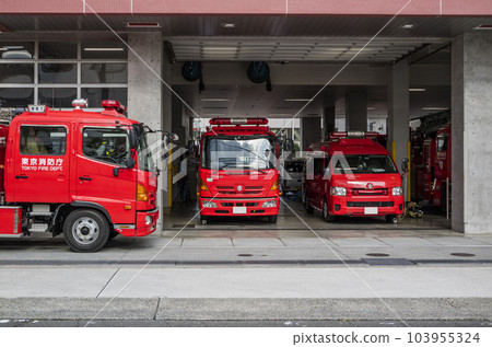 Fire engine on standby Fire engine Emergency vehicle Fire engine on standby Fire engine Emergency vehicle 103955324