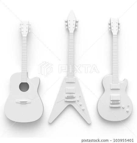Set of electric acoustic guitar isolated on monochrome background. Set of electric acoustic guitar isolated on monochrome background. 103955401