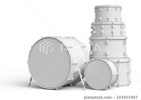 Set of realistic drums or drumset on monochrome background 103955407