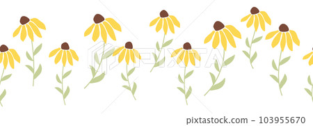 Rudbeckia chamomile horizontal border seamless pattern Rudbeckia chamomile horizontal border seamless pattern 103955670
