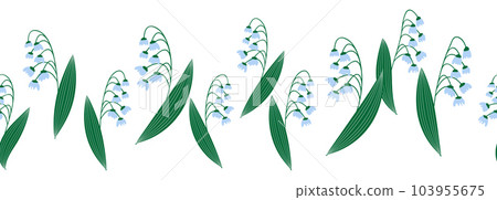 Lily of the valley blue seamless horizontal border 103955675