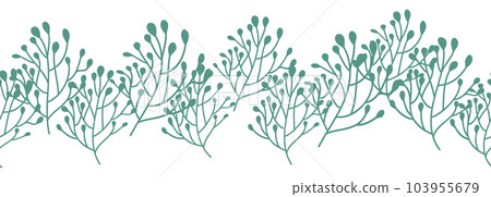 Leaves decorative, algae horizontal border seamless pattern Leaves decorative, algae horizontal border seamless pattern 103955679