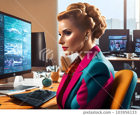 Businesswoman Using Computer in Office 103956133