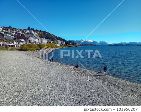 San Carlos de Bariloche city, in Argentine. Coast of Nahuel Huapi lake 103956207