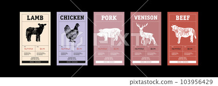 Meat Abstract Vector Packaging Labels Design... - Stock Illustration ...