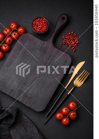 Ingredients for cooking cherry tomatoes, salt, spices and herbs 103956940