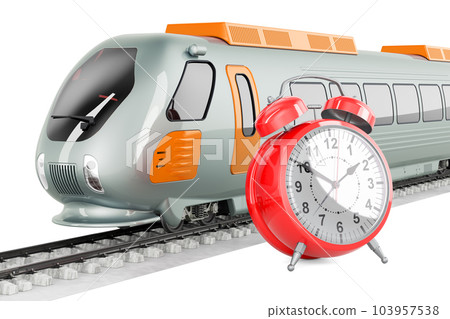 High speed train with alarm clock, 3D rendering 103957538