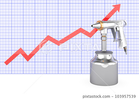 Portable Sand Blaster Gun with growing chart, 3D rendering Portable Sand Blaster Gun with growing chart, 3D rendering 103957539