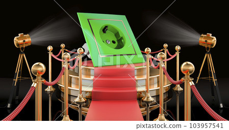 Podium with electric socket, 3D rendering 103957541