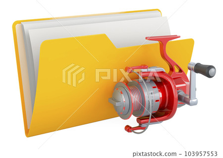 Computer folder icon with spinning reel, 3D rendering 103957553