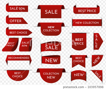 Price tags vector collection. Ribbon sale... - Stock Illustration ...
