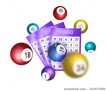 Lottery balls and tickets 3d bingo lotto Vector Image