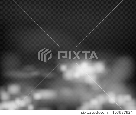 Fog or smoke isolated transparent special effect. White vector cloudines. Fog, smoke, white smog clouds on floor. Isolated realistic vector illustration EPS10 103957924