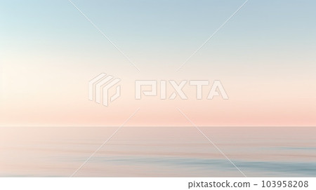 Clear blue sky sunset with horizon on calm ocean sea background. Picturesque 103958208