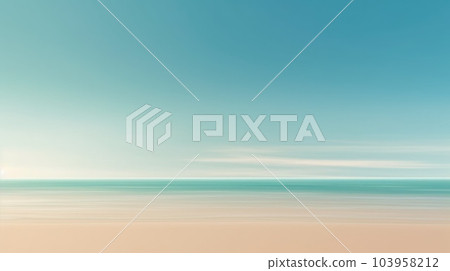 Clear blue sky sunset with horizon on calm ocean sea background. Picturesque 103958212