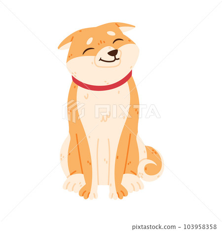 Sitting Akita Inu Dog and Domestic Animal or Pet Vector Illustration 103958358