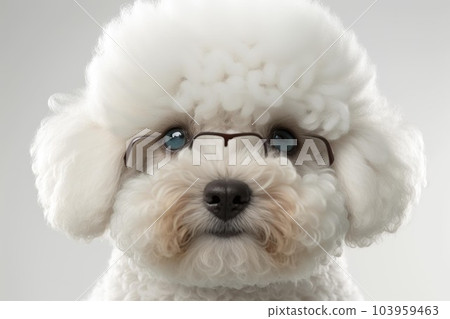 Close up of Bichon Frise dog with white background very high quality. Generative AI AIG16 103959463