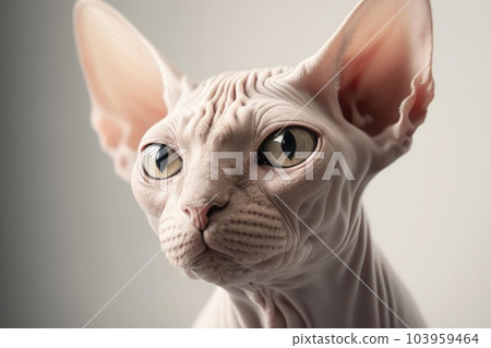 Close up of Sphinx cat white background. Generative AI AIG16. 103959464