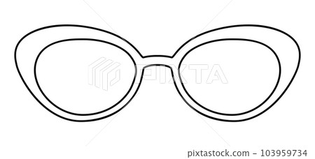 Almond frame glasses fashion accessory illustration. Sunglass front view for Men, women, unisex silhouette style, flat 103959734