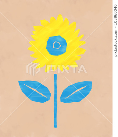 向日葵黃色藍色紋理米色背景 103960040