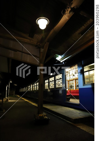 Chiba, Choshi, Choshi Electric Railway, Togawa Station at night Chiba, Choshi, Choshi Electric Railway, Togawa Station at night 103960298