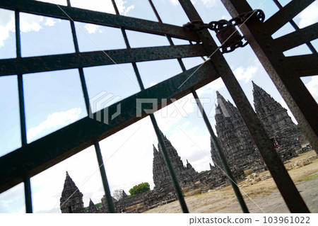 Prambanan temple complex and locked door 103961022