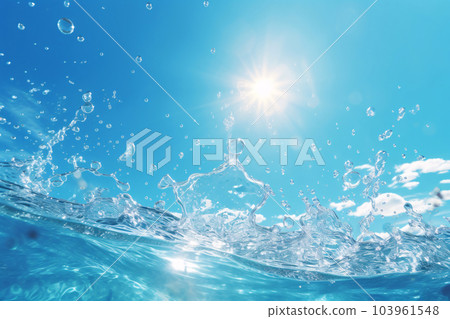 夏天藍天和太陽濺起的背景（AI 生成的圖像） 103961548