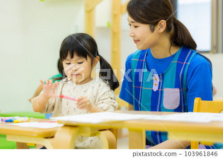 Nursery teacher, early childhood classroom, study 103961846