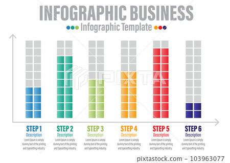 6 Steps Bar Business Infographic. Bar chart infographic template. Abstract digital business Infographic. Can be used for workflow process, business pyramid, banner, diagram, number options, work plan 6 Steps Bar Business Infographic. Bar chart infographic template. Abstract digital business Infographic. Can be used for workflow process, business pyramid, banner, diagram, number options, work plan 103963077