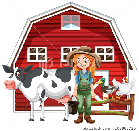 Cute farmer cartoon character Cute farmer cartoon character 103963729