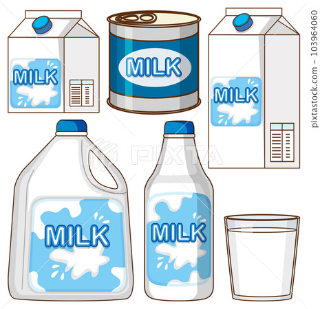 Set of simple milk cartoon isolated Set of simple milk cartoon isolated 103964060