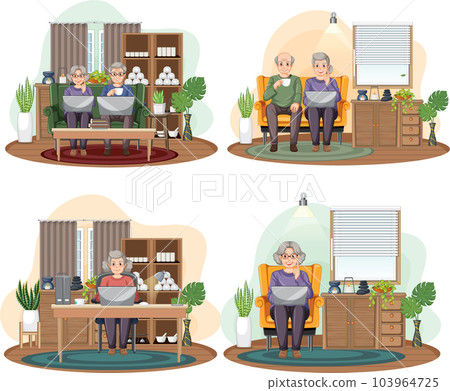 Senior People Using Laptop Set 103964725