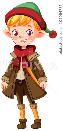 Little Boy in Winter Outfit Cartoon Character Little Boy in Winter Outfit Cartoon Character 103964785