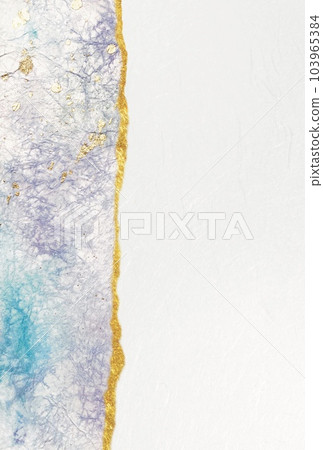Postcard size background illustration with gold leaf on Japanese paper with beautiful watercolor bleeding 103965384