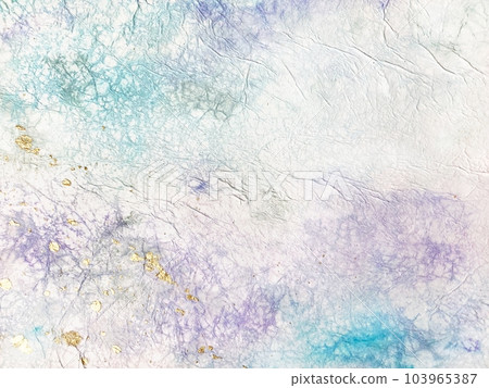 Beautiful background material of gold powder with watercolor paint on wrinkled Japanese paper 103965387