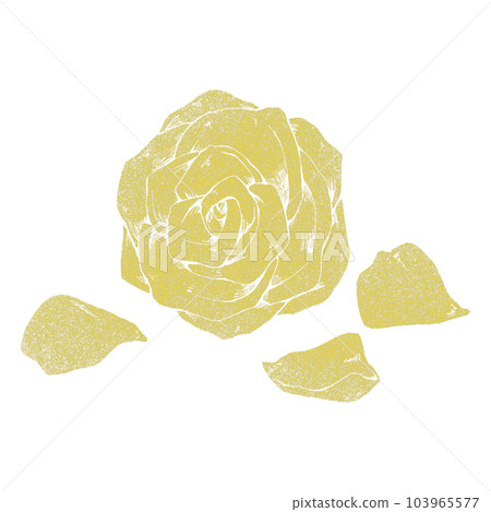 Rose flower and petals (single item) / gold leaf stamp 103965577