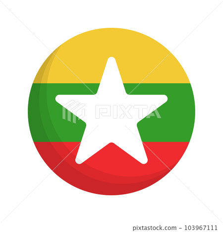 Modern round Myanmar flag. vector. Modern round Myanmar flag. vector. 103967111