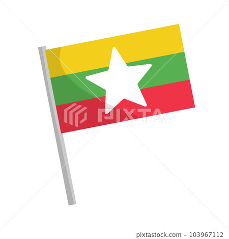 Myanmar flag icon with pole. vector. Myanmar flag icon with pole. vector. 103967112
