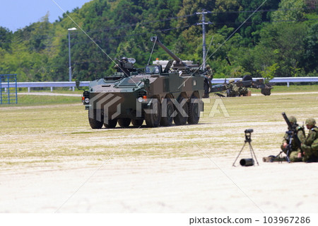 Armored vehicles participating in military exercises 103967286