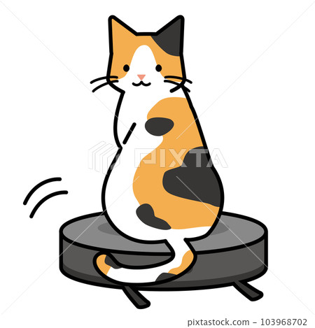 貓咪騎著掃地機器人插畫 貓咪騎著掃地機器人插畫 103968702
