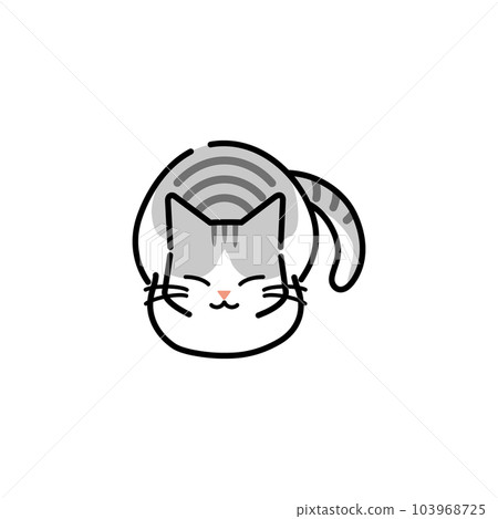 一隻貓坐在貓麵包上的插圖 103968725